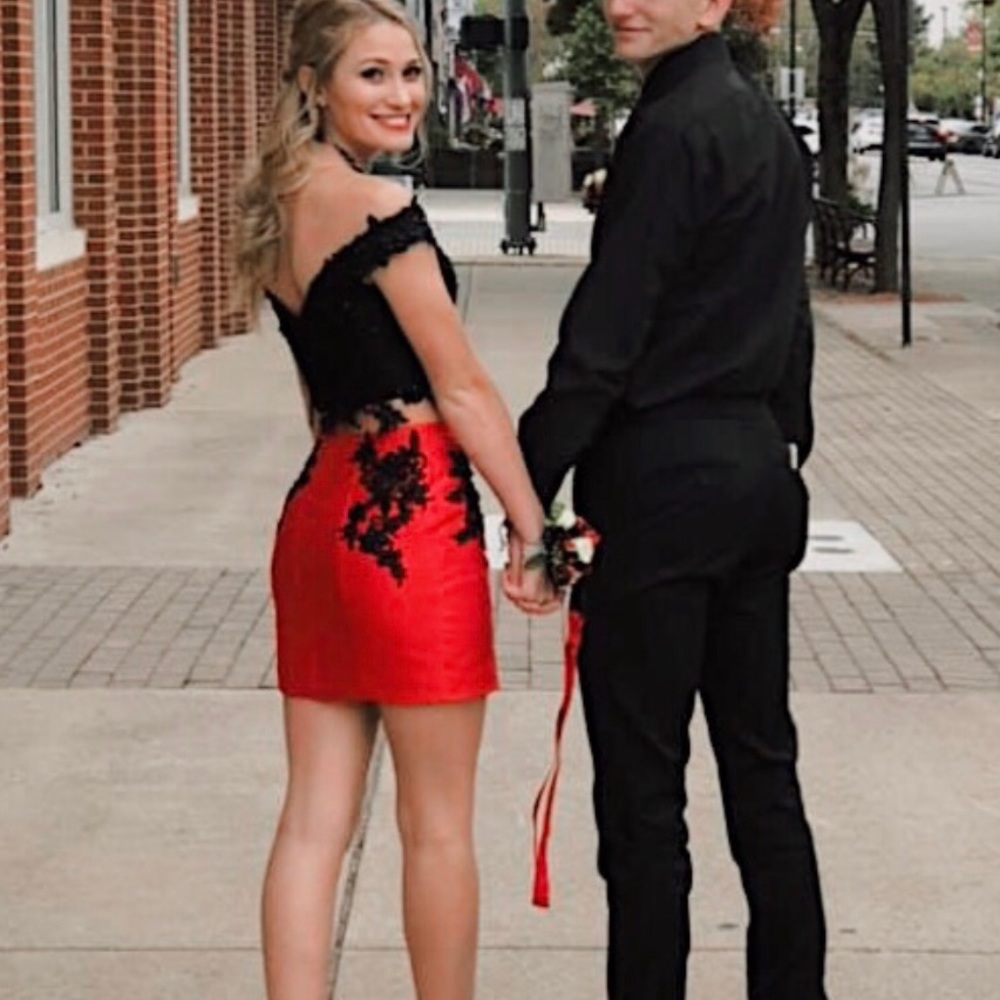 Red and Black Homecoming Dress